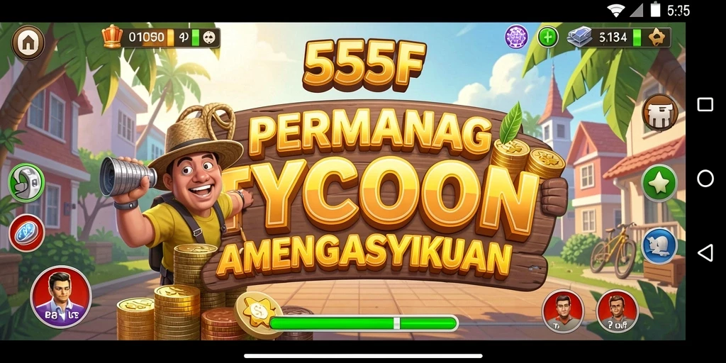 Tampilan gameplay menarik dari 555F yang menunjukkan keseruan bermain Tycoon.