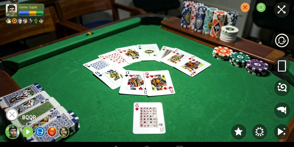 Tampilan seru gameplay Gaple di 8QR dengan teman-teman.