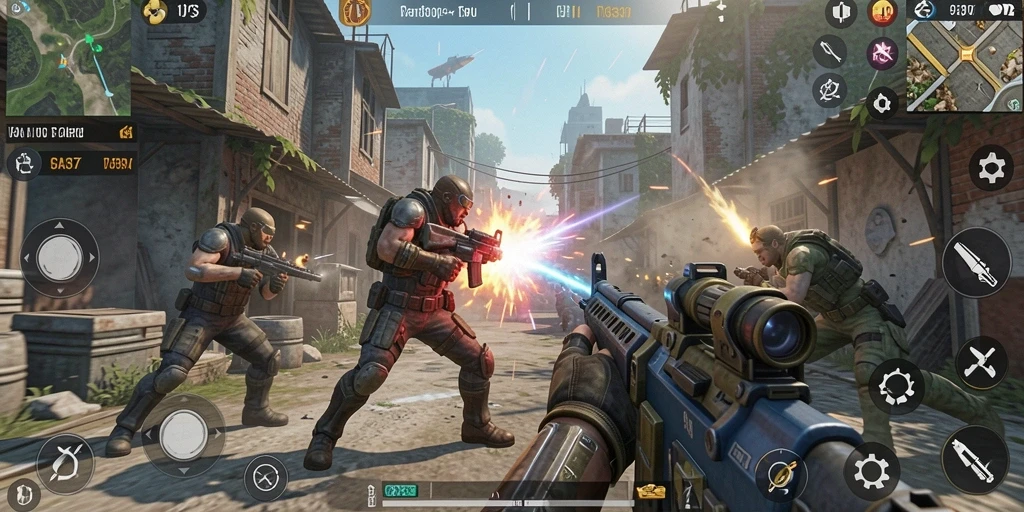 Tampilan gameplay mendebarkan dalam 93337 menampilkan aksi TPS yang intens.
