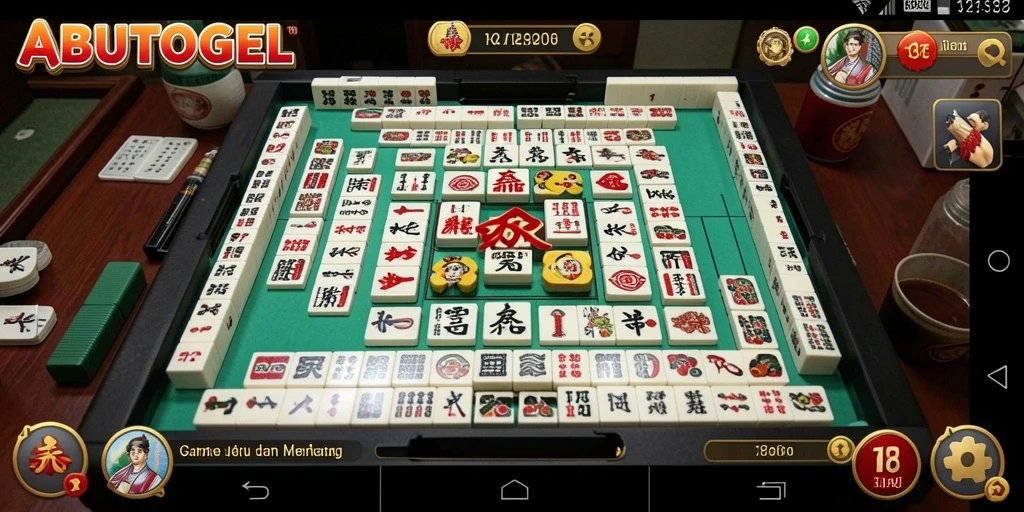 Screenshot gameplay <strong>ABUTOGEL</strong> menampilkan aksi mencocokkan batu Mahjong yang seru.