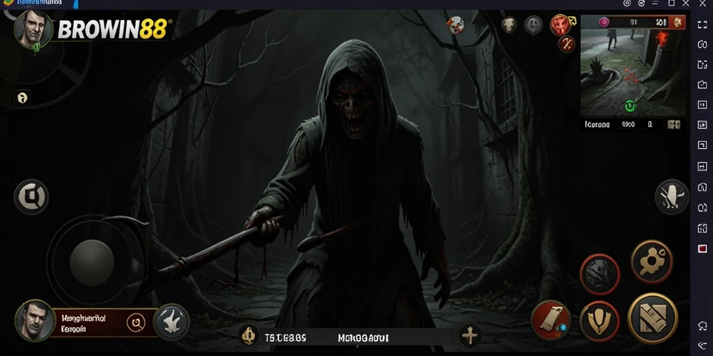 Tampilan gameplay mencekam BROWIN88 di lokasi angker.