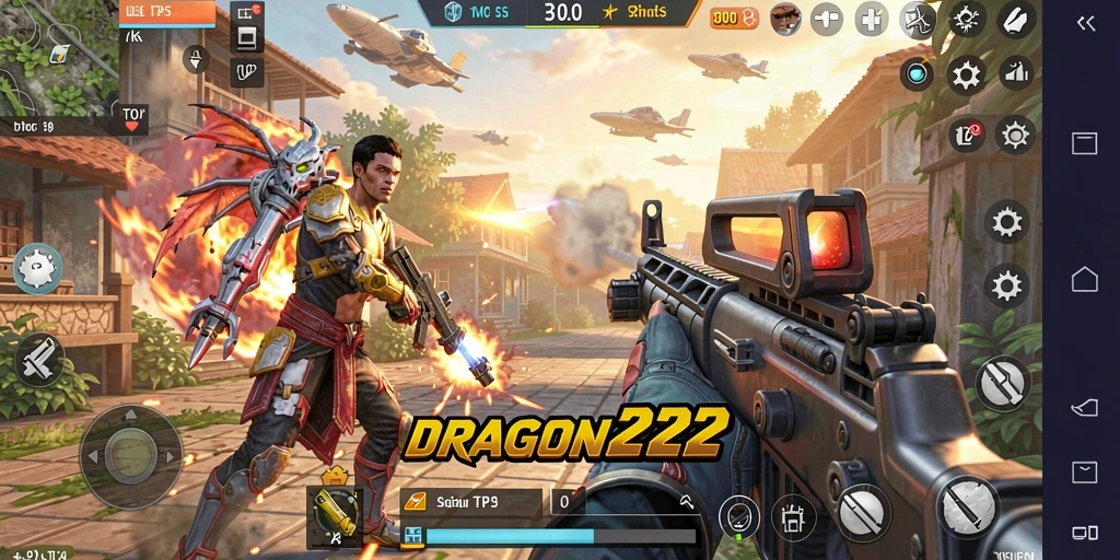 Tampilan gameplay seru dari DRAGON222 dalam mode TPS.