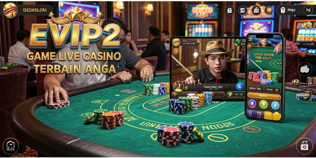 Tampilan gameplay Live Casino yang mendebarkan di EVIP2.
