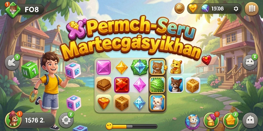 Screenshot gameplay seru FO8 dalam teka-teki Match-3 yang menarik.
