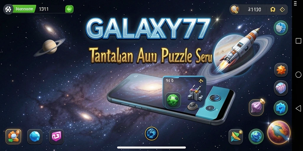 Screenshot gameplay GALAXY77 menampilkan tantangan puzzle yang menarik.
