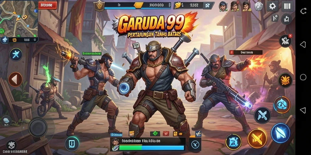 Tampilan gameplay menegangkan dari GARUDA999 saat pertarungan berlangsung.
