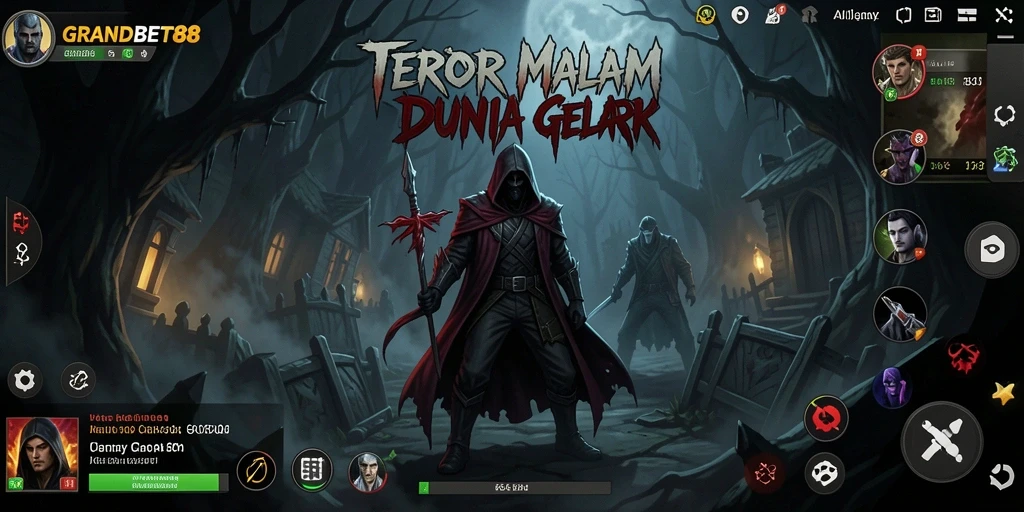 Tampilan gameplay menegangkan dalam GRANDBET88 yang menciptakan suasana horor.