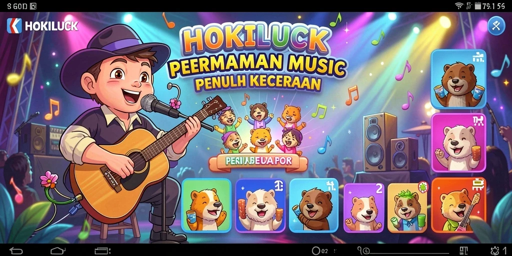 Tampilan gameplay HOKILUCK yang penuh warna dan ceria.