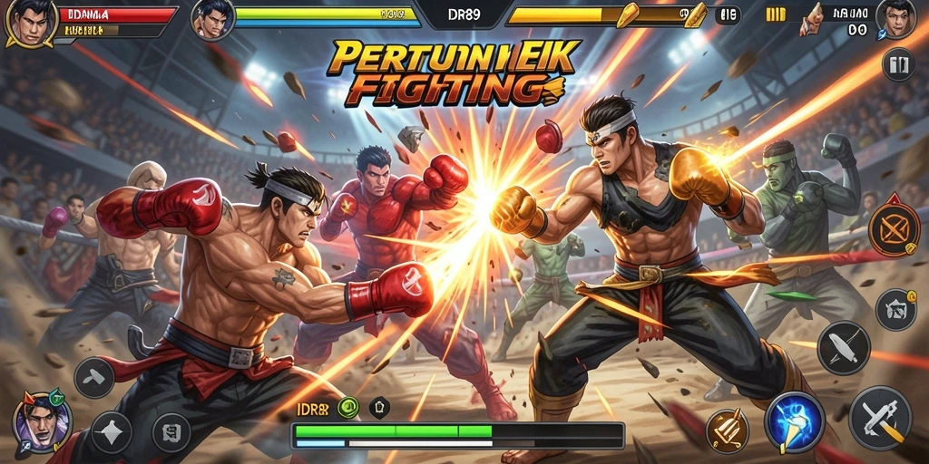Tangkapan layar menampilkan pertarungan seru dalam IDR89 dengan efek visual yang menakjubkan.