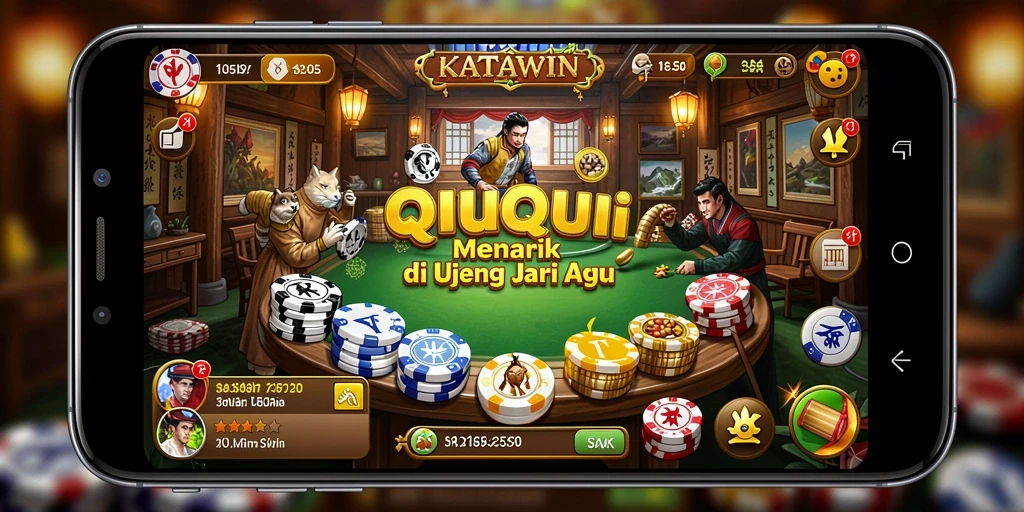 Tampilan screenshot gameplay QiuQiu KATAWIN yang menarik.