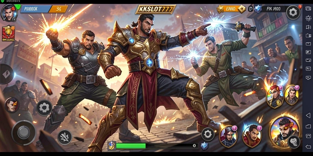 Tampilan seru pertempuran dalam KKSLOT777 dengan aksi intens Battle Royale.
