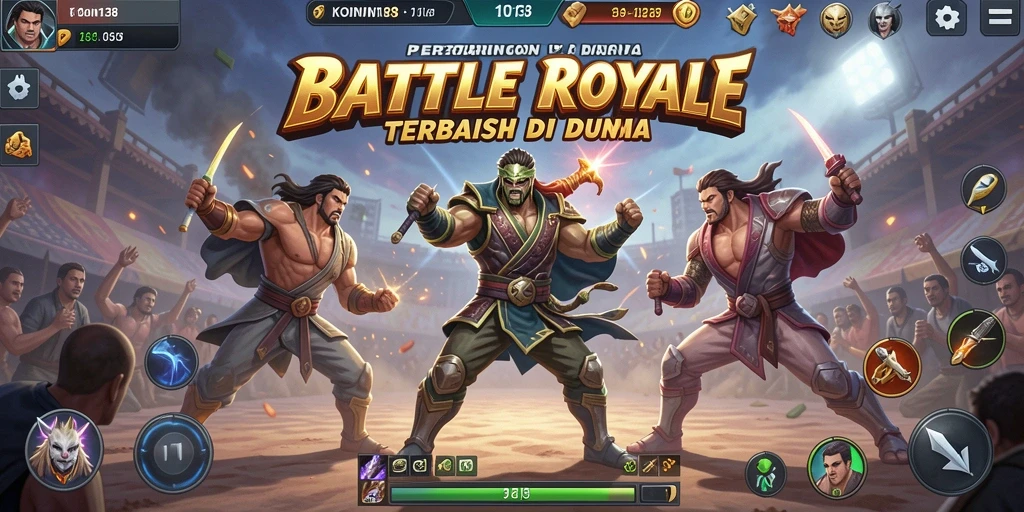 Tangkapan layar KOIN138 menampilkan aksi intens di arena Battle Royale.