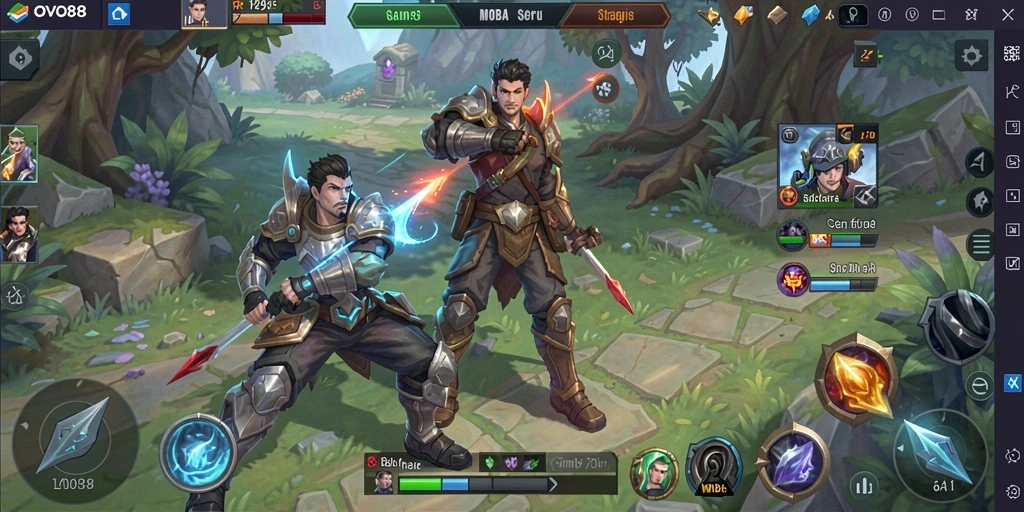 Screenshot gameplay <strong>OVO88</strong> menunjukkan aksi seru dalam pertempuran tim.