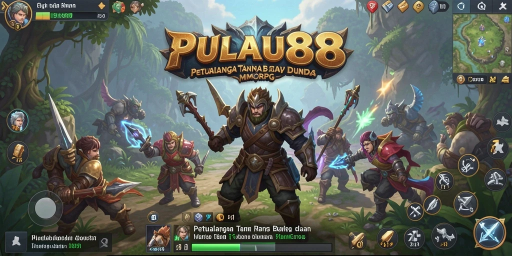 Tampilan utama PULAU88 dengan aksi gameplay seru dan pemain berinteraksi.