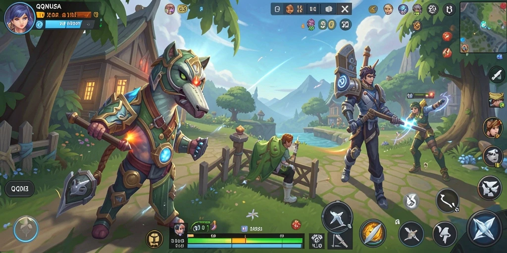 Tampilan gameplay menyenangkan dari QQNUSA dengan karakter yang lucu.