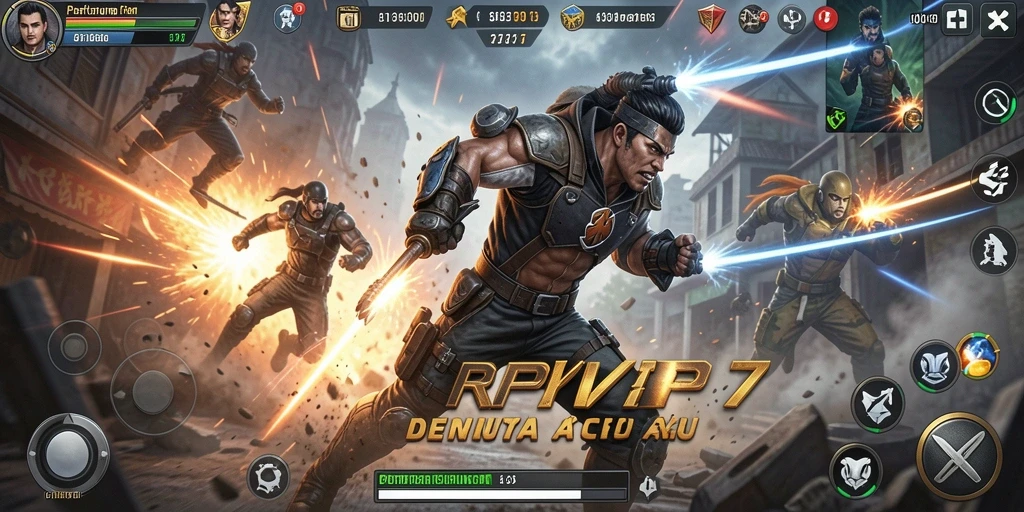 Screenshot RPVIP7 menunjukkan aksi pertarungan yang mendebarkan dan grafis yang memukau.