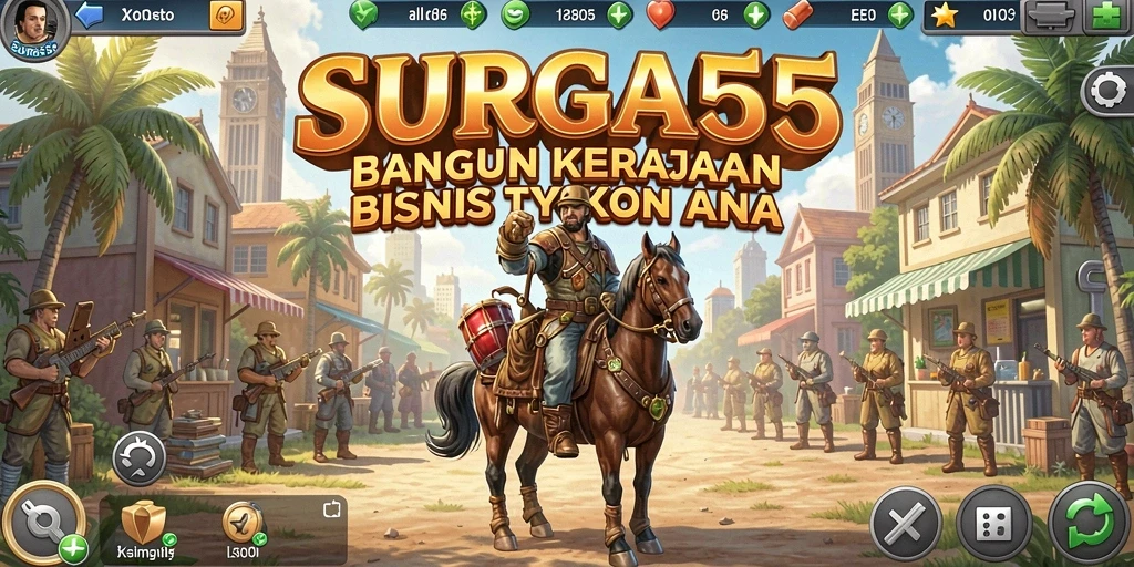 Tampilan gameplay SURGA55 yang menampilkan strategi bisnis yang menarik.