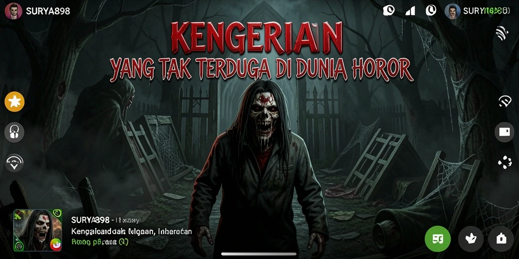 Tampilan gameplay SURYA898 yang menakutkan dan penuh aksi horor.