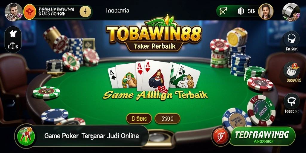 Tampilan gameplay Poker yang seru dan menegangkan di TOBAWIN88.