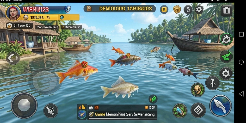 Tangkapan ikan besar dalam gameplay WISNU123.